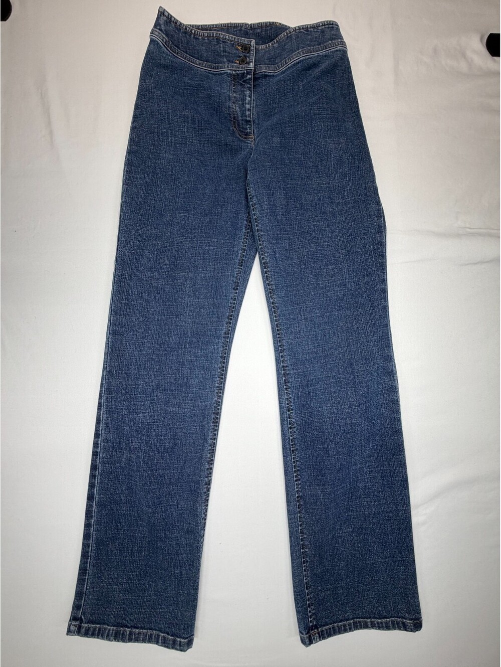 Ann Taylor Women's Jeans Straight Mid Rise Button Fly Denim Size M Blue